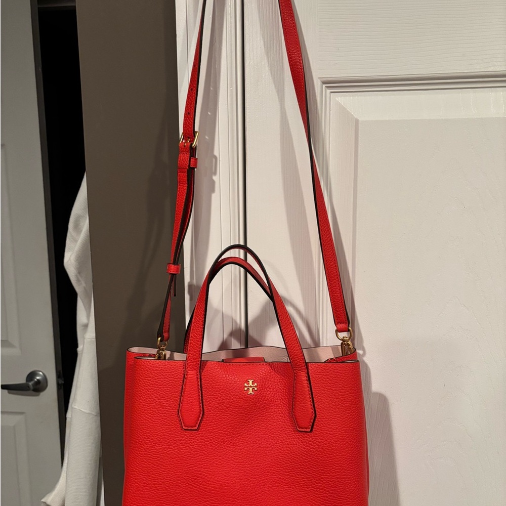 Tory Burch Red Leather Tote Bag